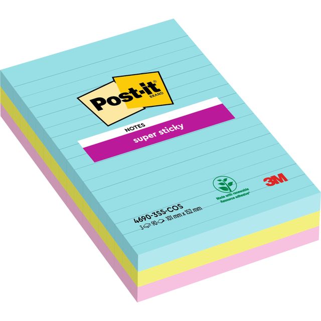 Post-it -  Memoblok  4690 super sticky 101x152mm cosm