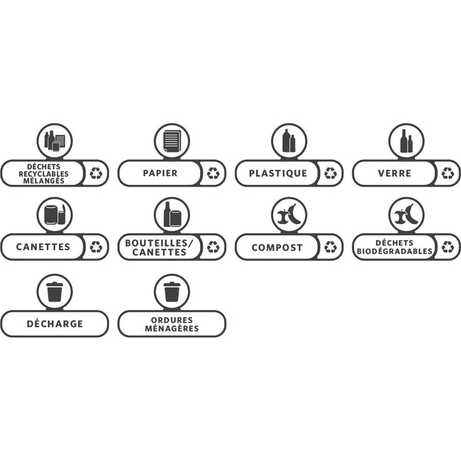 Rubbermaid - Ensemble d'étiquettes slim jim rs français