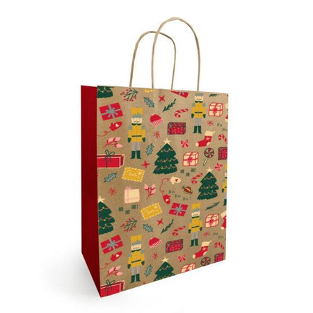 Timmers - Papierbeutel mit Kordelzug WEIHNACHTEN 34x14x39,5cm Noella Natural (50 Stück)