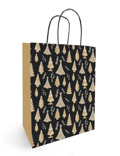 Bolsa de papel con cordón NAVIDAD 23x12x30cm Woody 50 piezas
