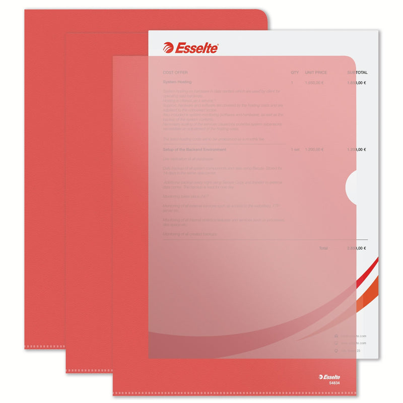 Esselte -  L-map  standaard a4 0.11mm pp rood