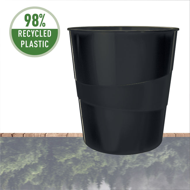 Leitz -  Recycle Papierkorb Rond Kunststof Zwart