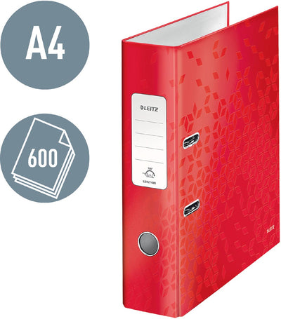 Leitz -  Ordner  wow 180 gelamineerd 80mm a4 rood (afbeelding 2)