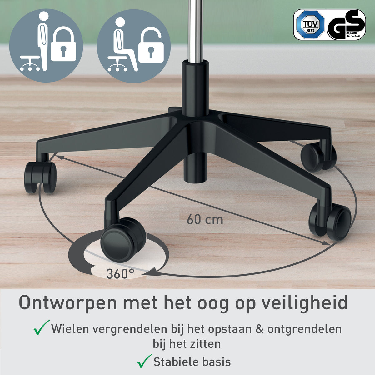 Leitz -  65780095 bureau- en computerstoel Gecapitonneerde zitting