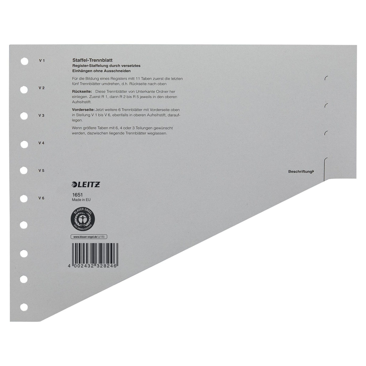 Leitz -  Scheidingsbladen  1651 karton a4 200gr grijs