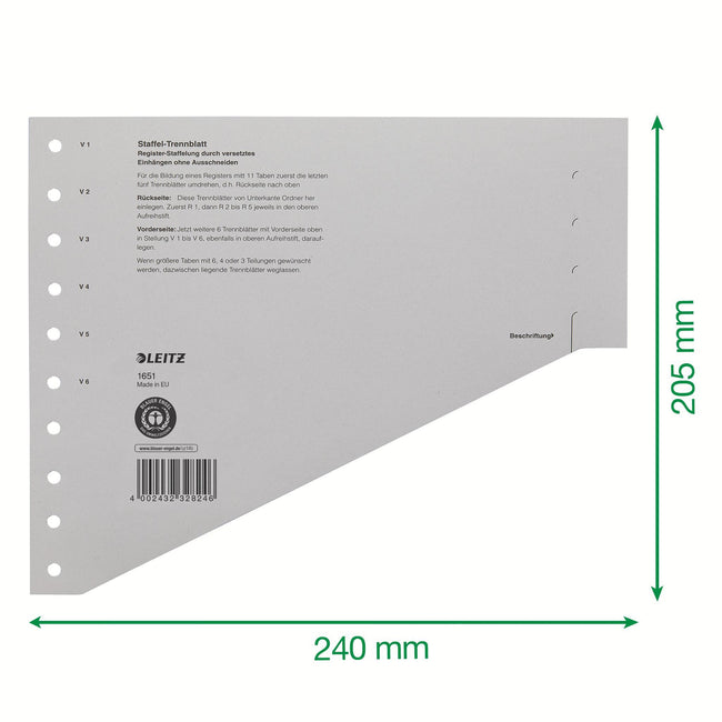 Leitz -  Scheidingsbladen  1651 karton a4 200gr grijs