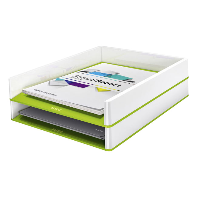 Leitz -  Brievenbak  wow a4 wit/groen | 4 stuks