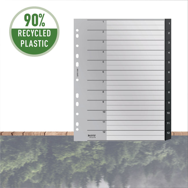 Leitz -  Tabblad  recycle a4 1-12 extra breed pp | 10 stuks