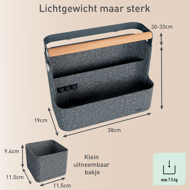 Leitz -  Bureau organizer  draagbaar han donkergrijs | 4 stuks