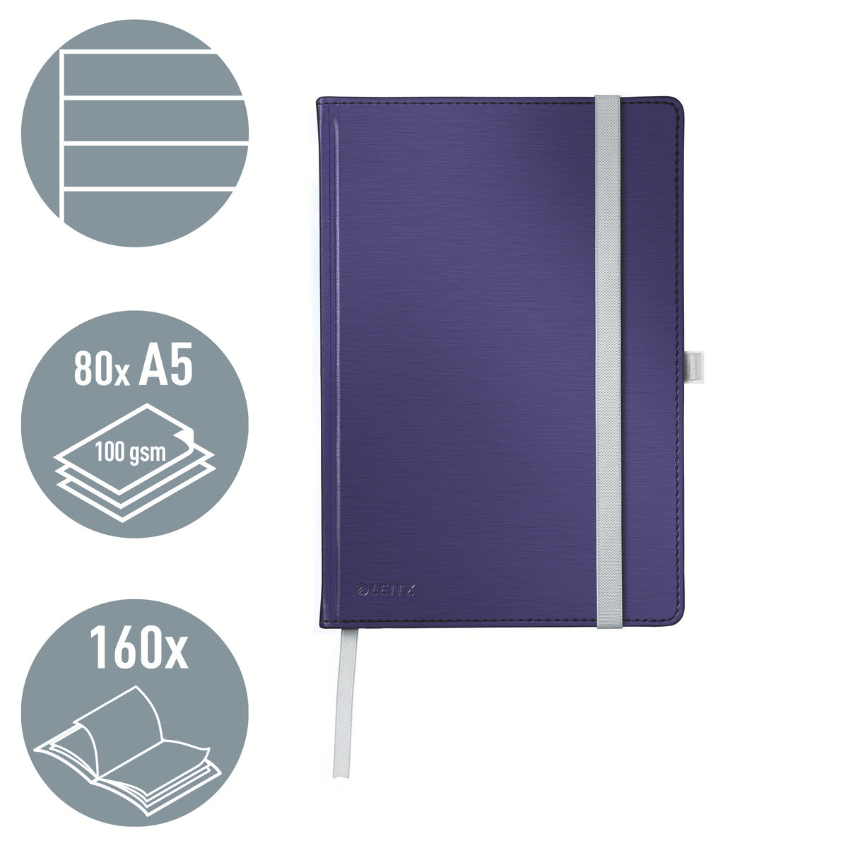Leitz -  Notitieboek  style a5 lijn 160 pagina's blauw | 5 stuks