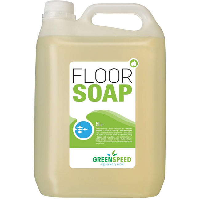 Greenspeed -  vloerzeep met lijnzaadolie, voor poreuze vloeren, citrusgeur, flacon van 5 liter