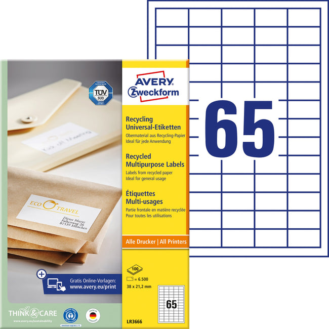 Avery Zweckform -  Etiket avery lr3666 38x21.2 wt 6500st