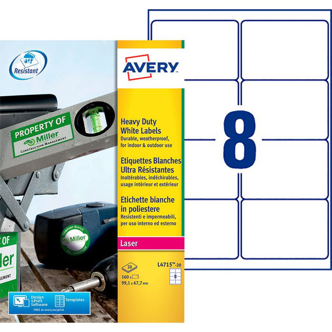 Avery -  Etiket  l4715-20 99.1x67.7mm wit 160st