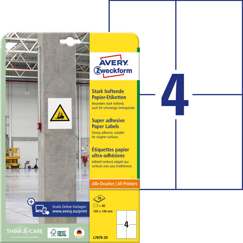 Avery Zweckform -  Etiket avery l7876-20 105x148mm 80st
