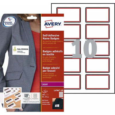 Avery -  Naambadge etiket  l4786-20 80x50mm 200st rd