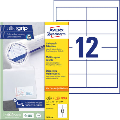 Avery Zweckform -  Etiket avery 3659 97x42.3mm wit 2400st | 5 stuks