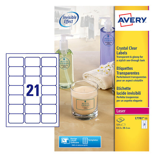 Avery -  Etiket  l7782-25 63.5x38.1mm tr 525st | 5 stuks