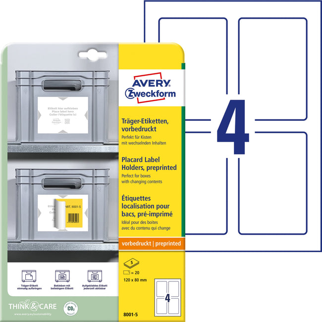 Avery Zweckform -  Positioneeretiket avery 8001 120x80 bedrukt 20st