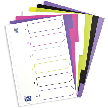 Oxford - MyColour tabs, size A4, made of colored PP, 11-hole perforation, 6 tabs