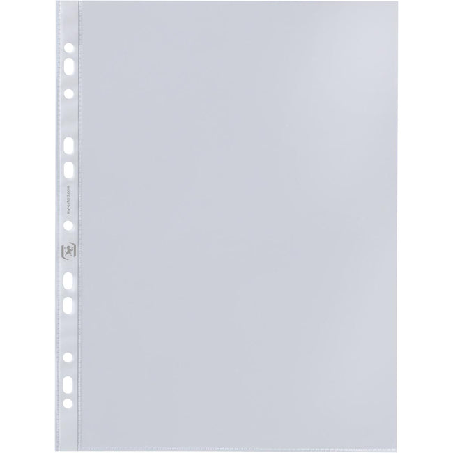 Oxford - Bolsa de exhibición, A4, de PP transparente, perforación de 11 orificios, 50 micras, paquete de 100 unidades