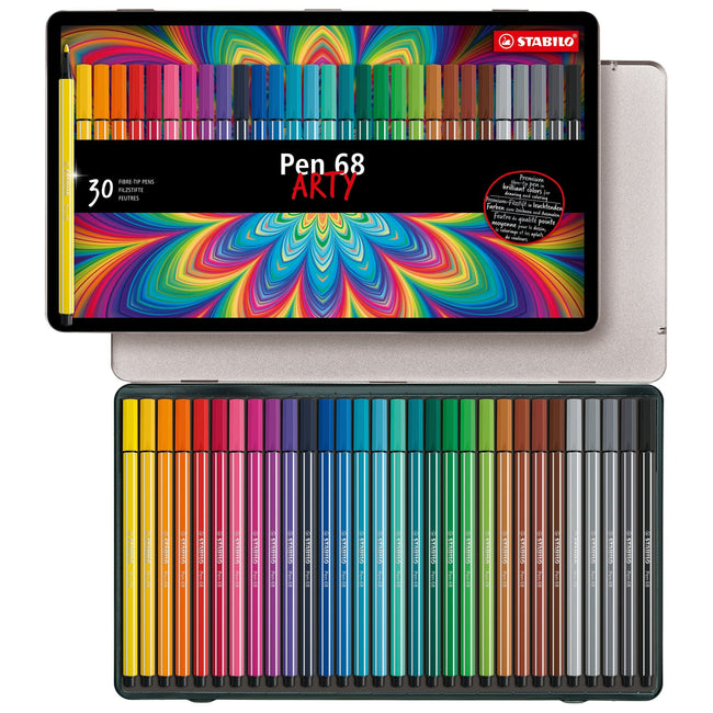 Stabilo -  Pen 68, premium viltstift, metalen etui met 30 kleuren