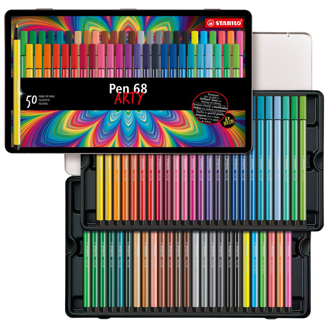 Stabilo -  Pen 68, premium viltstift, metalen etui met 50 stuks