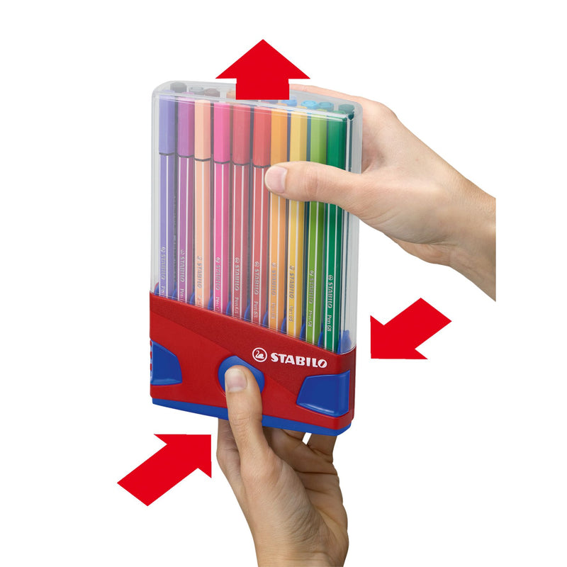 Stabilo -  Viltstift pen 68/20 rood/blauw etui m 20st | 10 stuks