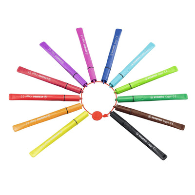 Stabilo -  Cappi, viltstift, nooit meer je dop kwijt dankzij de dopring, etui met 24 kleuren