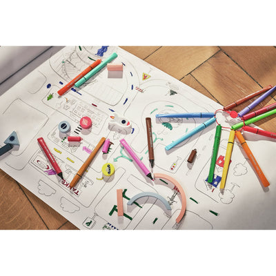 Stabilo -  Cappi, viltstift, nooit meer je dop kwijt dankzij de dopring, etui met 24 kleuren