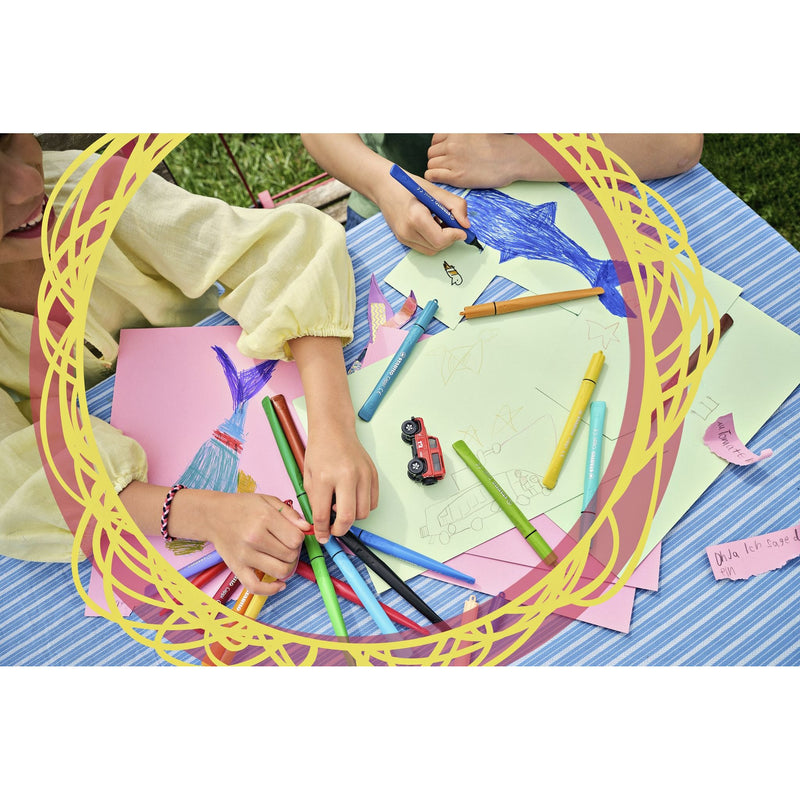 Stabilo -  Cappi, viltstift, nooit meer je dop kwijt dankzij de dopring, etui met 24 kleuren