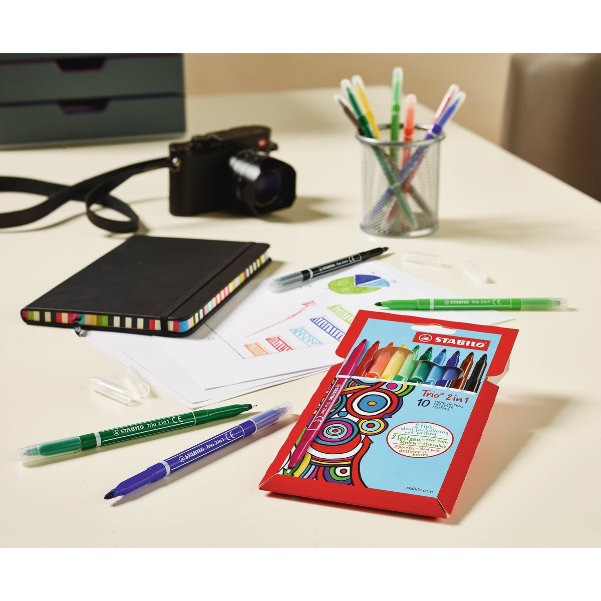 Stabilo -  TRIO 2 in 1 viltstift Fijn/medium Meerkleurig
