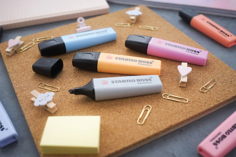 Stabilo -  BOSS ORIGINAL tel, markeerstift, etui met 4 kleuren