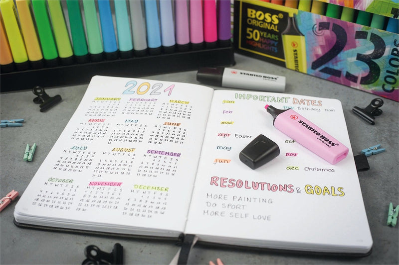 Stabilo -  BOSS ORIGINAL tel markeerstift 45 stuk(s) Beitelvormige punt Meerkleurig | 45 stuks