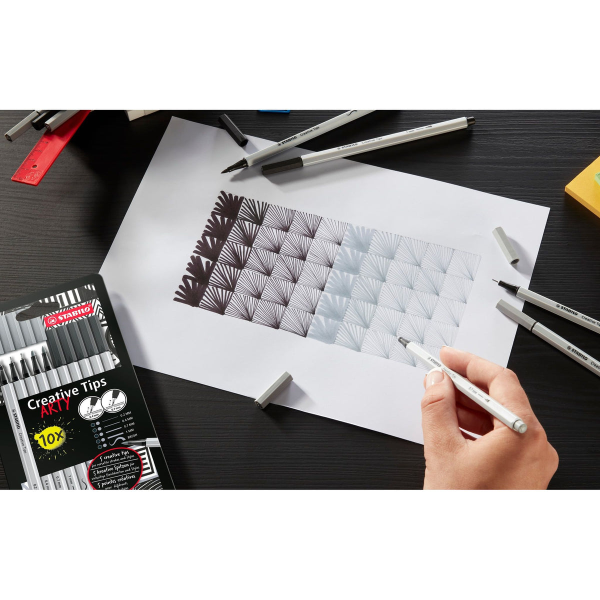 Stabilo -  Creative Tips etui met 5 puntdiktes zwart