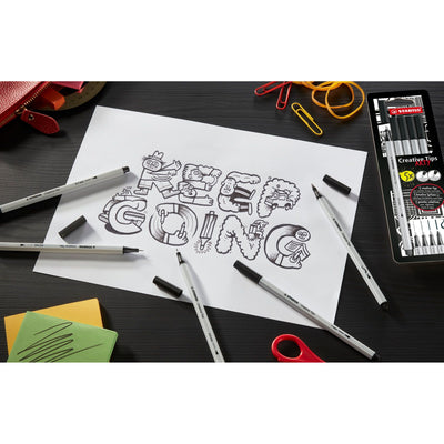 Stabilo -  Creative Tips etui met 5 puntdiktes zwart