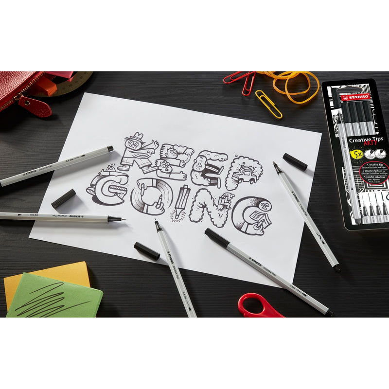 Stabilo -  Creative Tips etui met 5 puntdiktes zwart