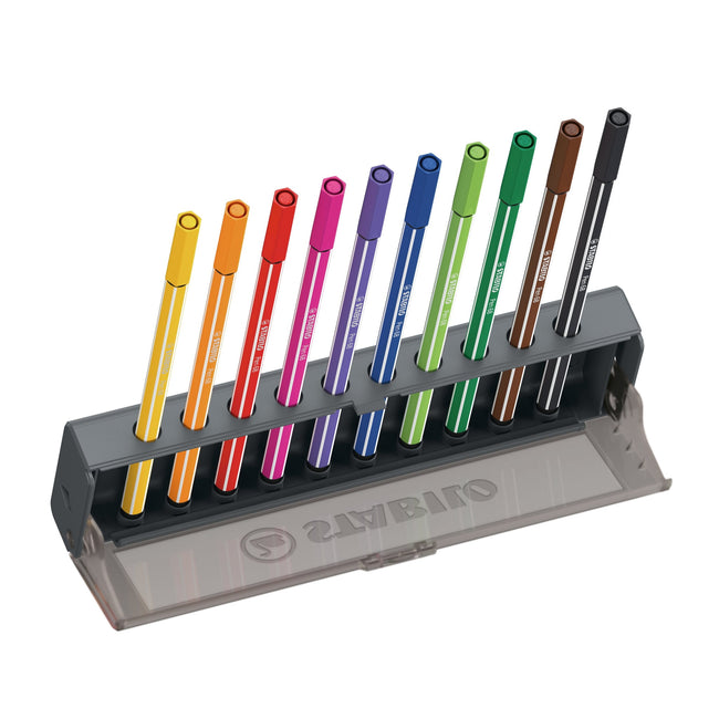 Stabilo -  Viltstift pen 68 m clickset à 10 kleuren