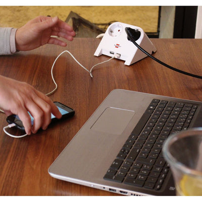 Brennenstuhl -  Stekkerdoos  2vdig usb 1.8m wit | 2 stuks