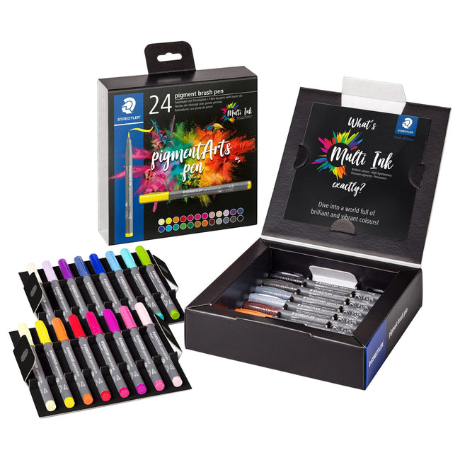 Staedtler -  Brushpen pigment pen etui 24 st | 3 stuks