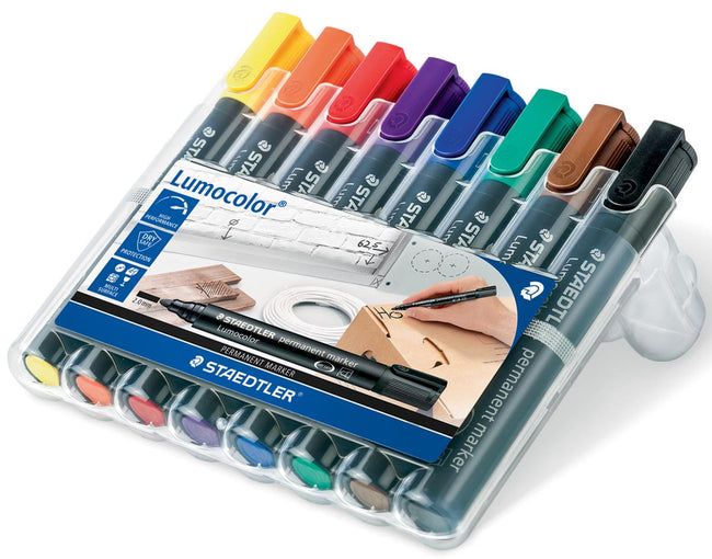 Staedtler -  Lumocolor 352, permanent marker, ronde punt, 2 mm, etui van 8 stuks in geassorteerde kleuren (afbeelding 2)