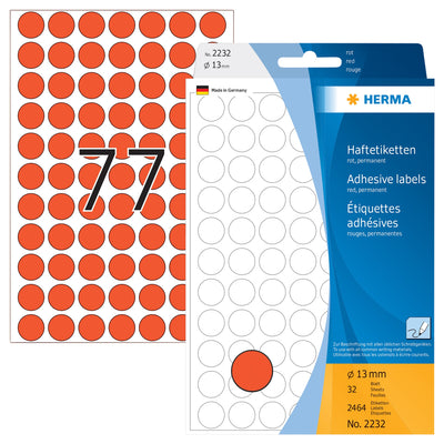 HERMA -  Etiket  2232 rond 13mm rood 2464st