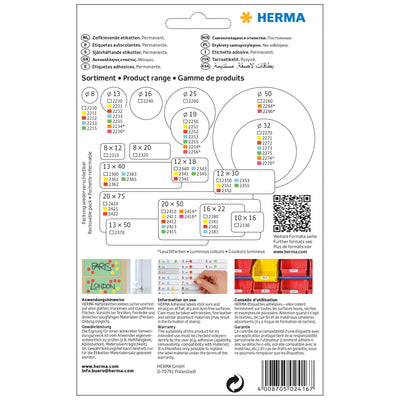 HERMA -  Etiket  2416 20x50mm fluor rood 360st
