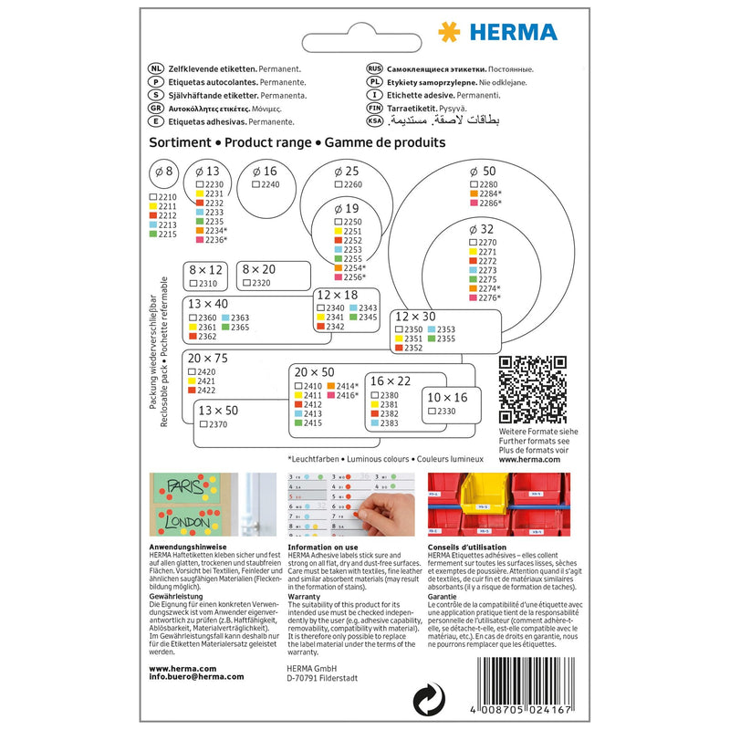 HERMA -  Etiket  2416 20x50mm fluor rood 360st