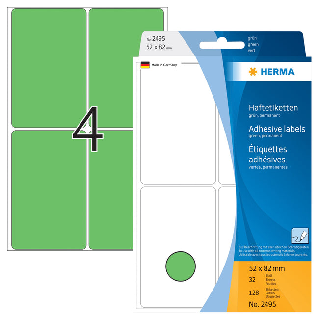 HERMA -  Etiket  2495 52x82mm groen 128st