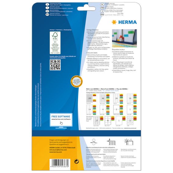 HERMA -  Etiket  4367 45.7x21.2mm verwijderb rd 960st