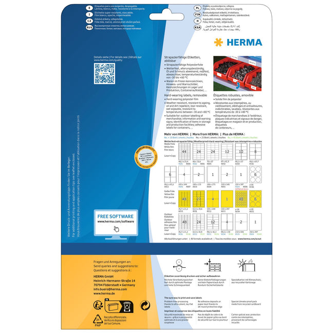 HERMA -  Etiket  4574 97x42.3mm folie wit 240st