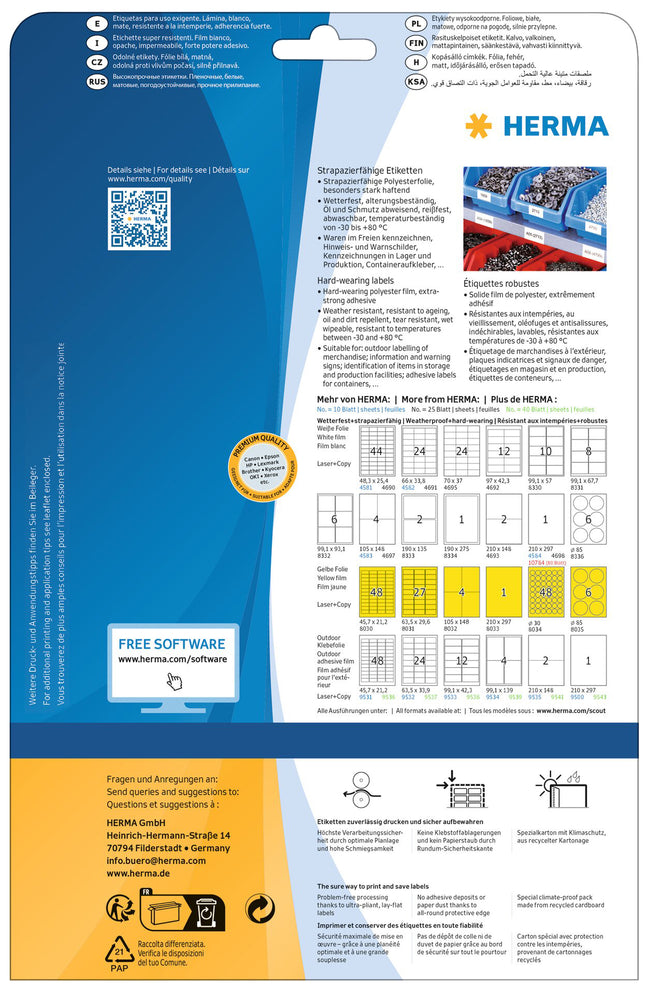 HERMA -  Etiket  4690 a4 48.3x25.4mm wit 1100st