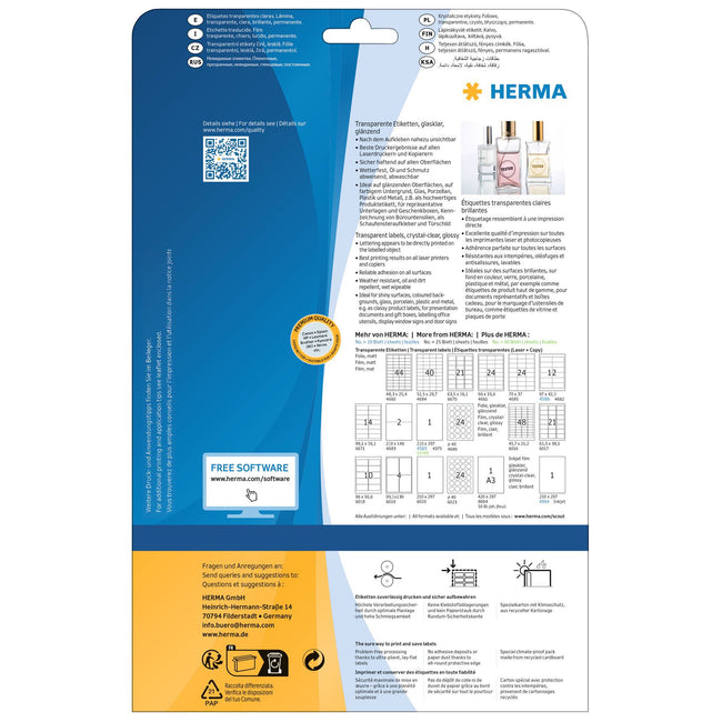 HERMA -  Etiket  8018 96x50.8mm transparant 250st
