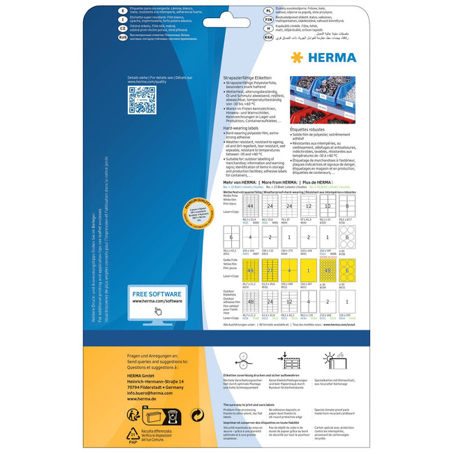 HERMA -  Etiket  8029 99.1x42.3mm folie 300st geel