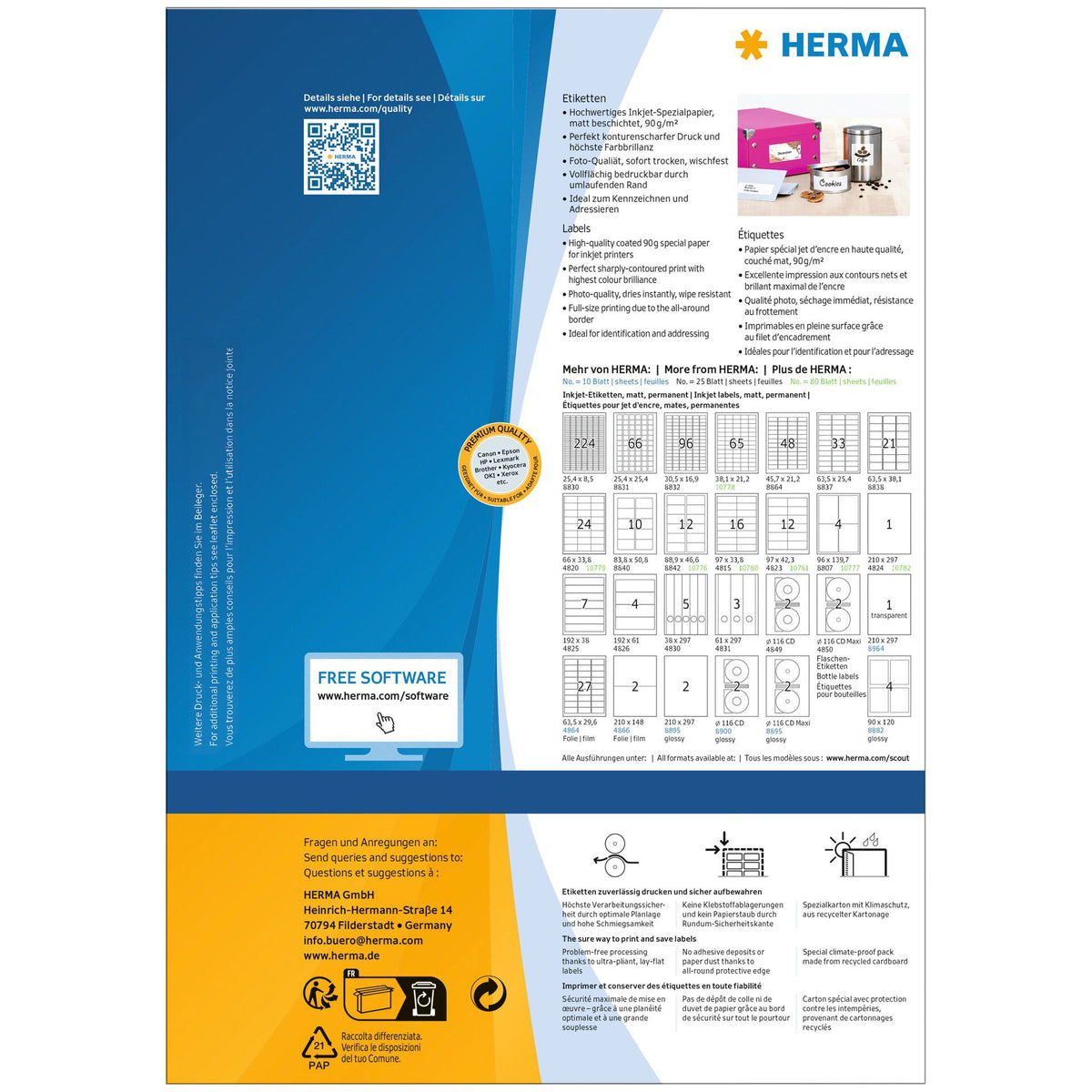 HERMA -  Etiket  10781 97x42.3mm wit 960st